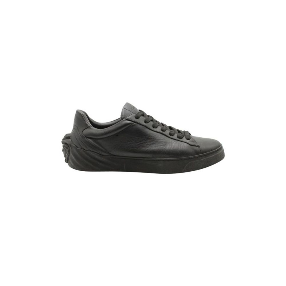 Versace Medusa Low Top Lace Up Sneakers in Black Leather
